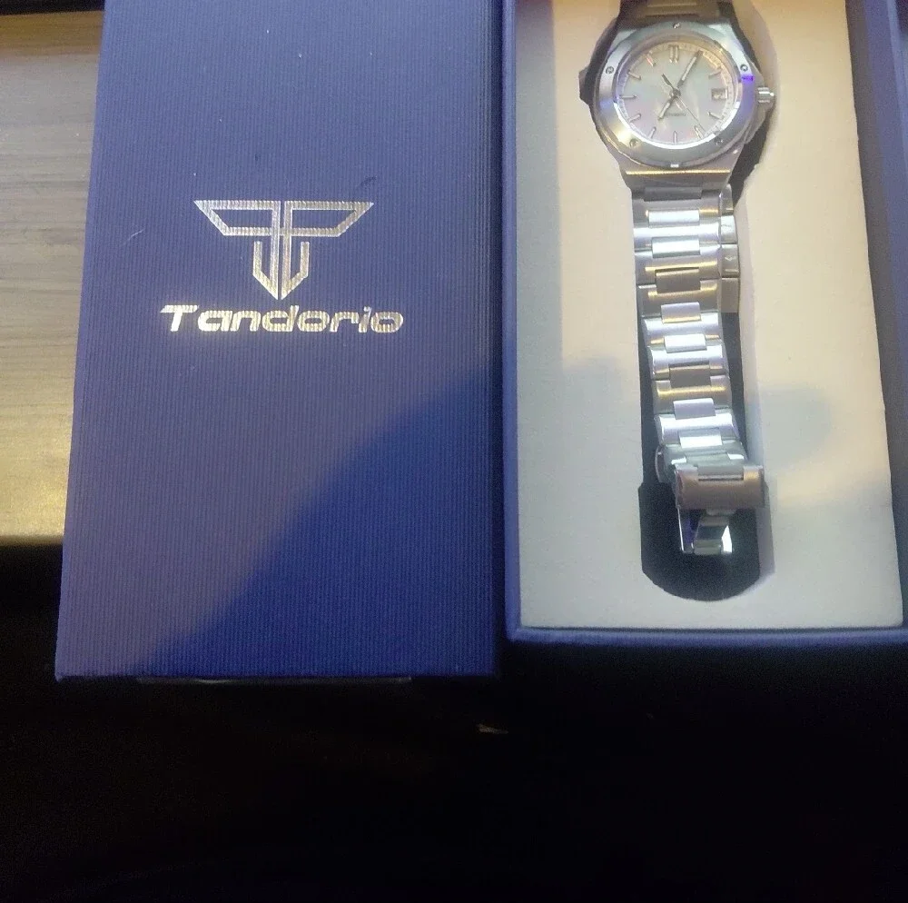 Stainless Steel Automatic Watch with Mother-of-Pearl Dial